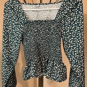 Floral Smocked Green Top
